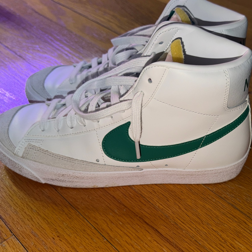 Nike White and Green Athletic Shoes
